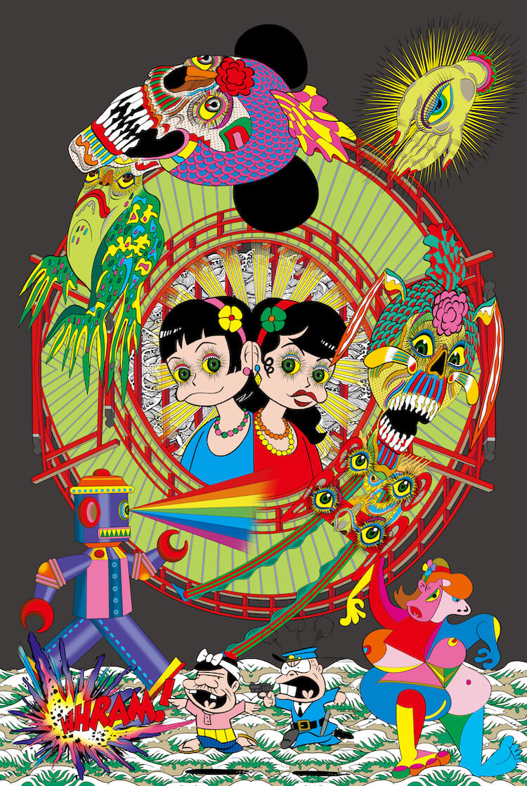 飲み友達であり、敬慕する赤塚不二夫に捧ぐ。田名網敬一の個展が渋谷