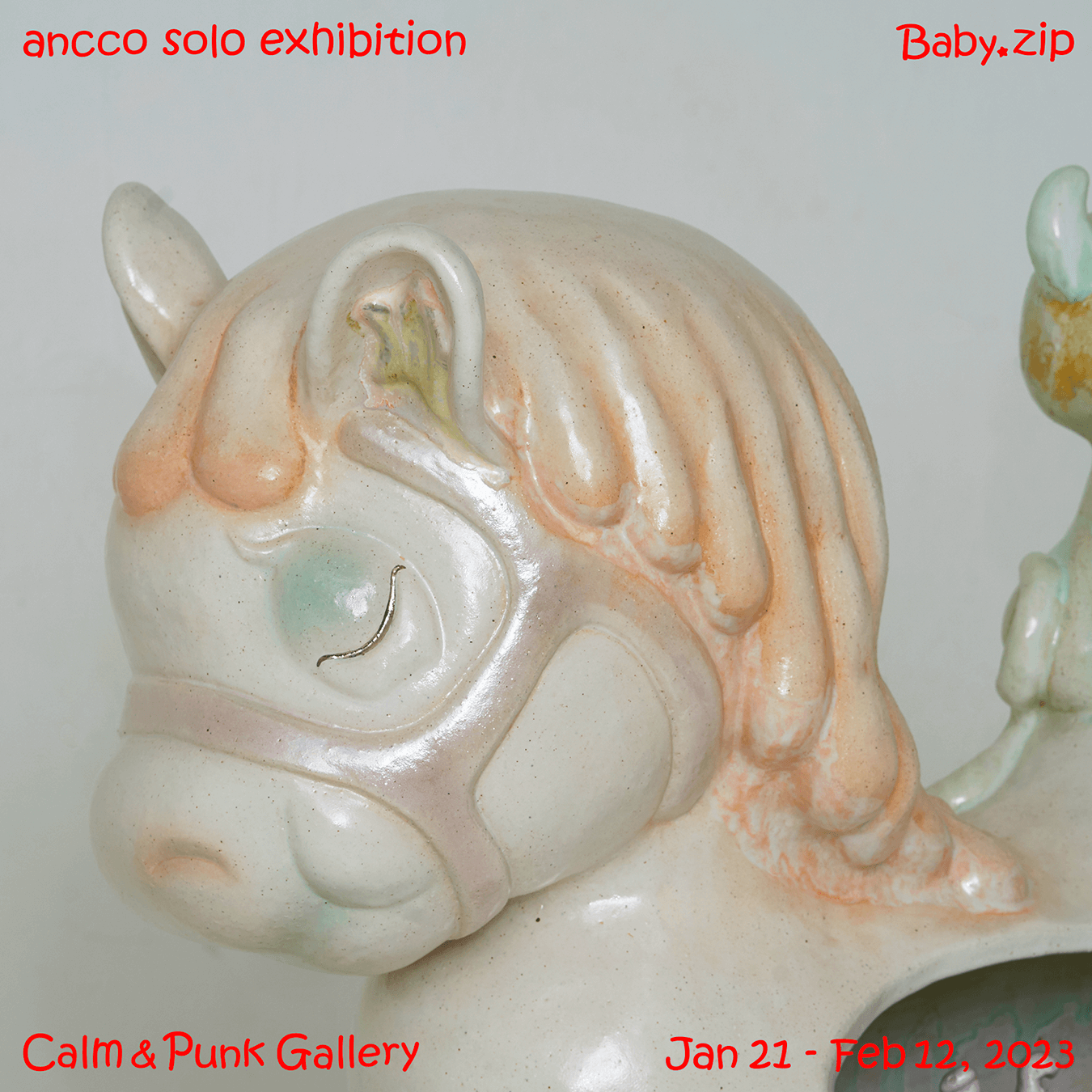 大型陶器作品がCALM & PUNK GALLERYに出没!? anccoの個展が開催中。